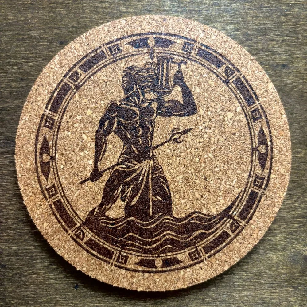 Aquarius Artistic Zodiac Design Laser Engraved Cork Coaster